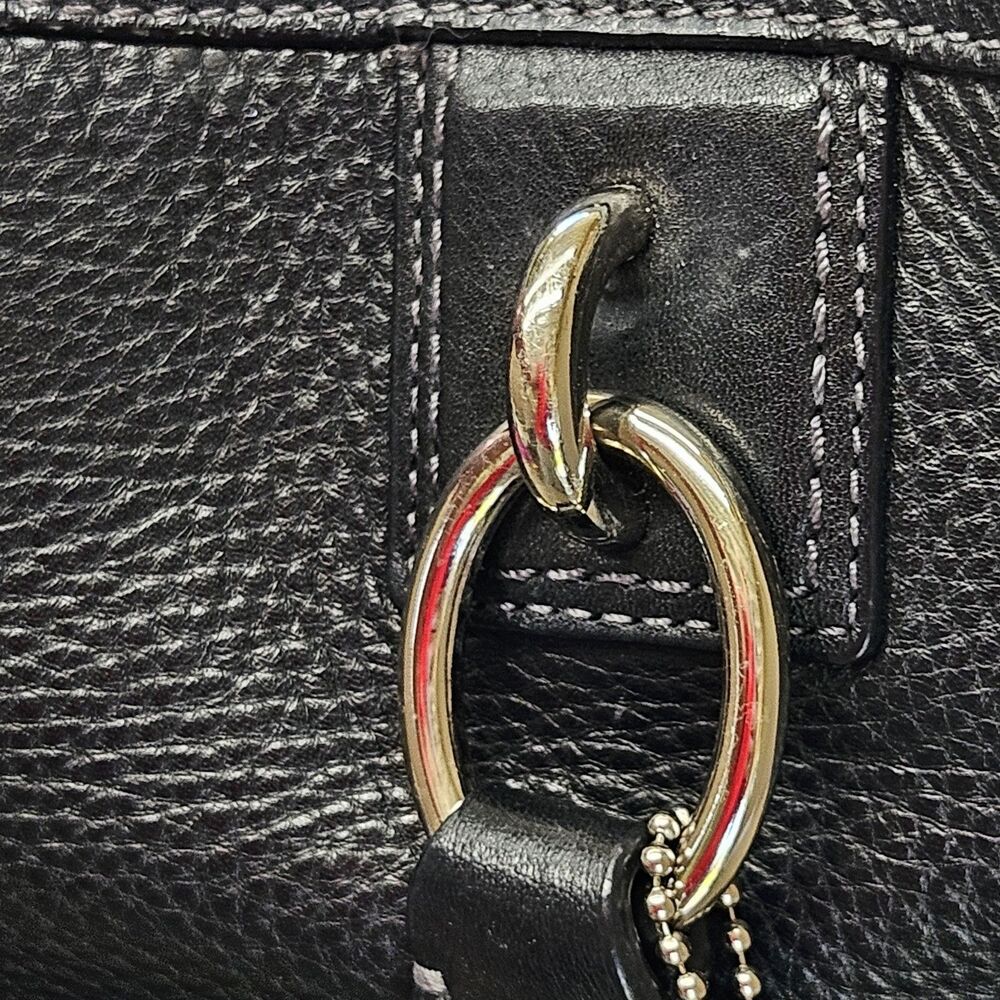 COACH Penelope Shoulder Bag Black Pebbled Leather F19264 Front Turn-Lock Tote - Picture 10 of 16
